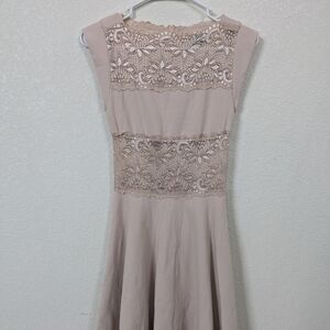 bebe Beige Lace Mini Dress